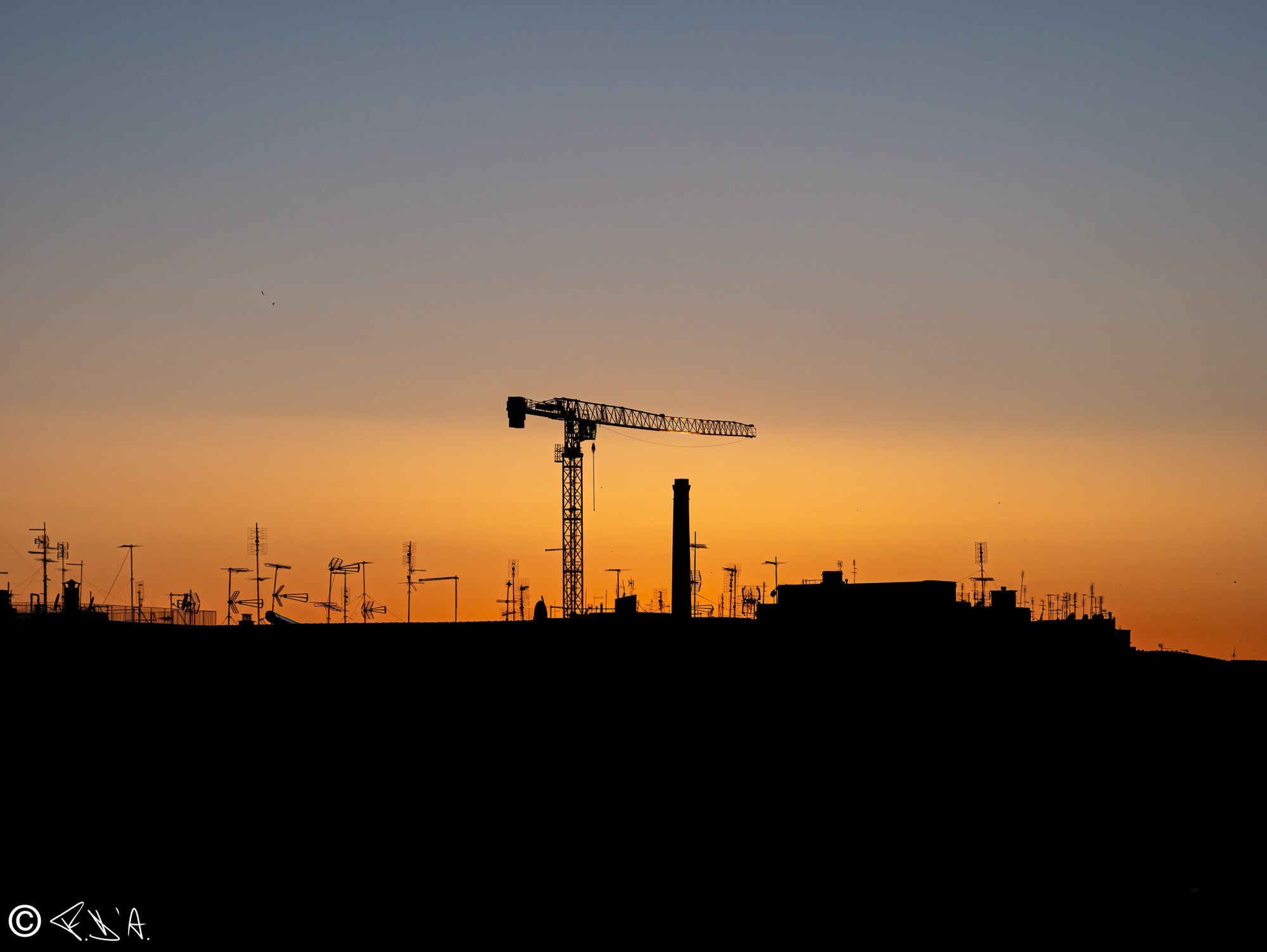 Sunset over the rooftops of Rome