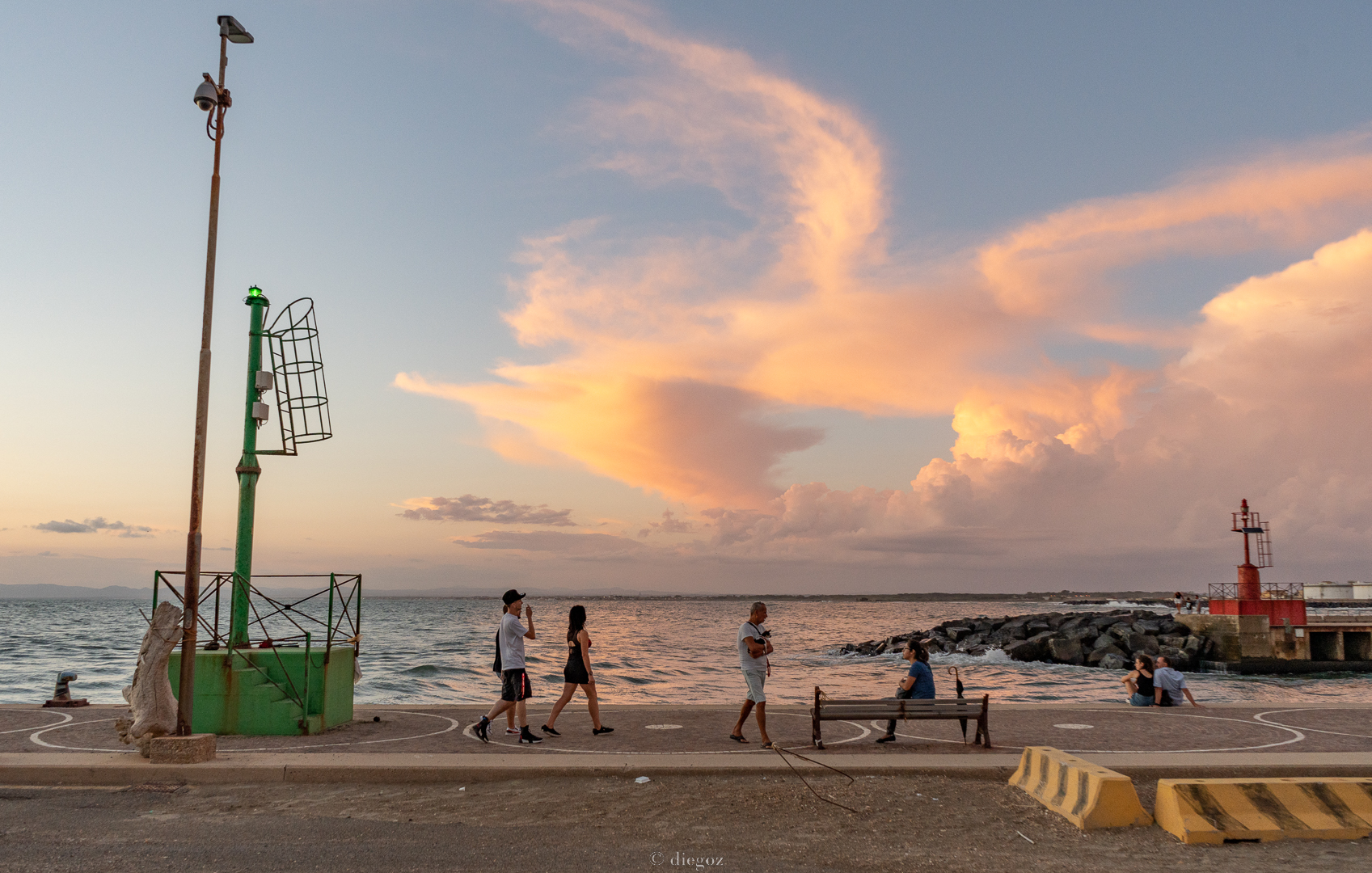 walking at sunset