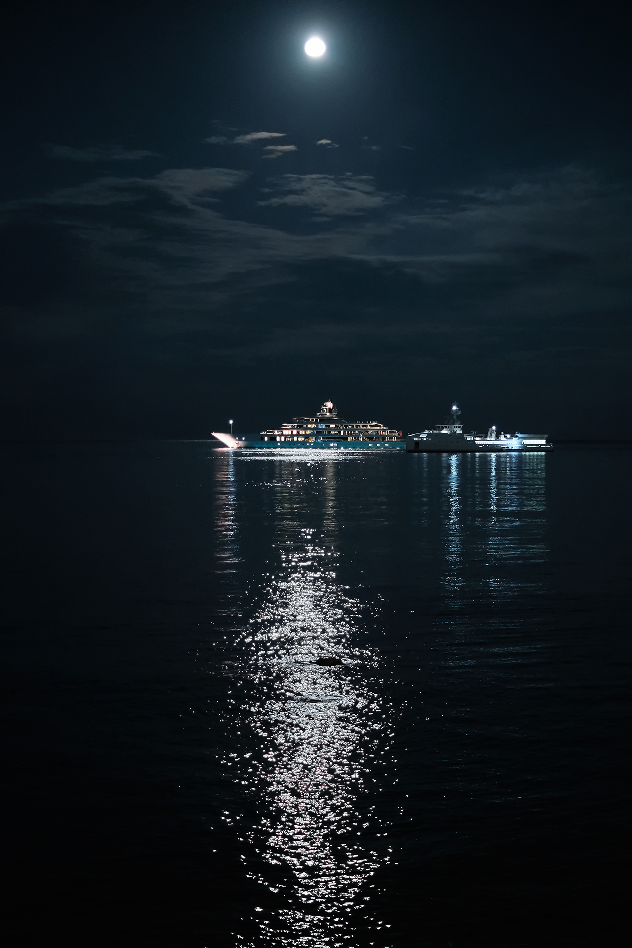 Yacht in the moonlight