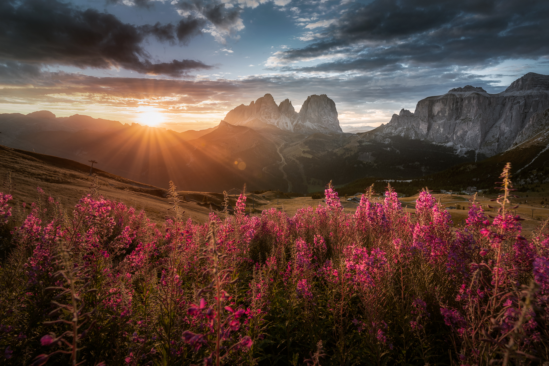 Sunset over Sasso Lungo and Sasso Piatto
