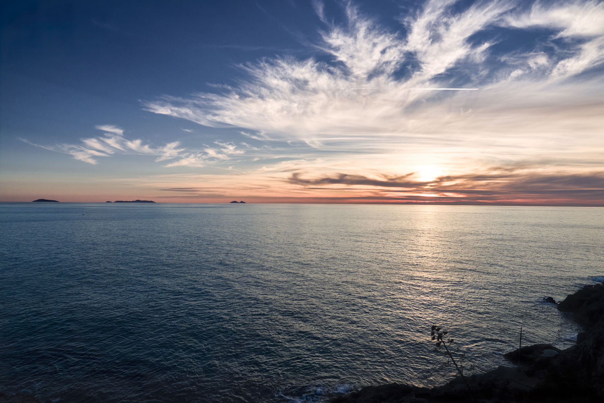 Sunset over the Pontine Islands