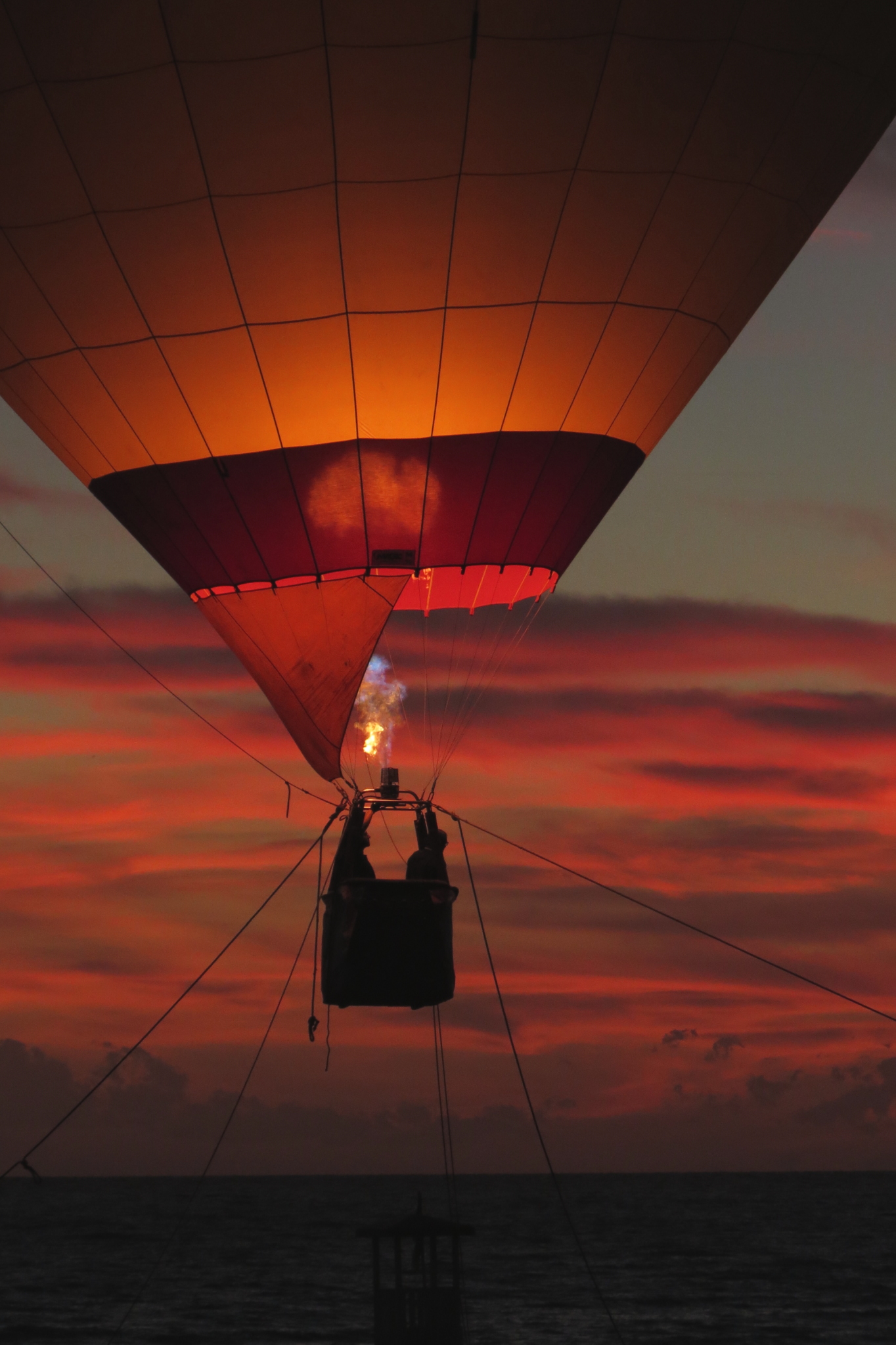 hot air balloon at dusk