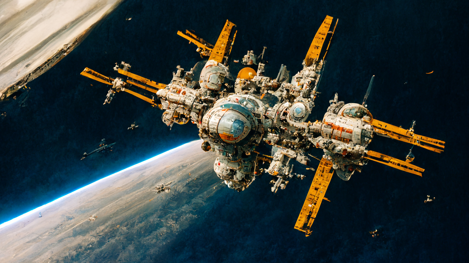 "Stazione Spaziale in orbita" - Midjourney a.i.