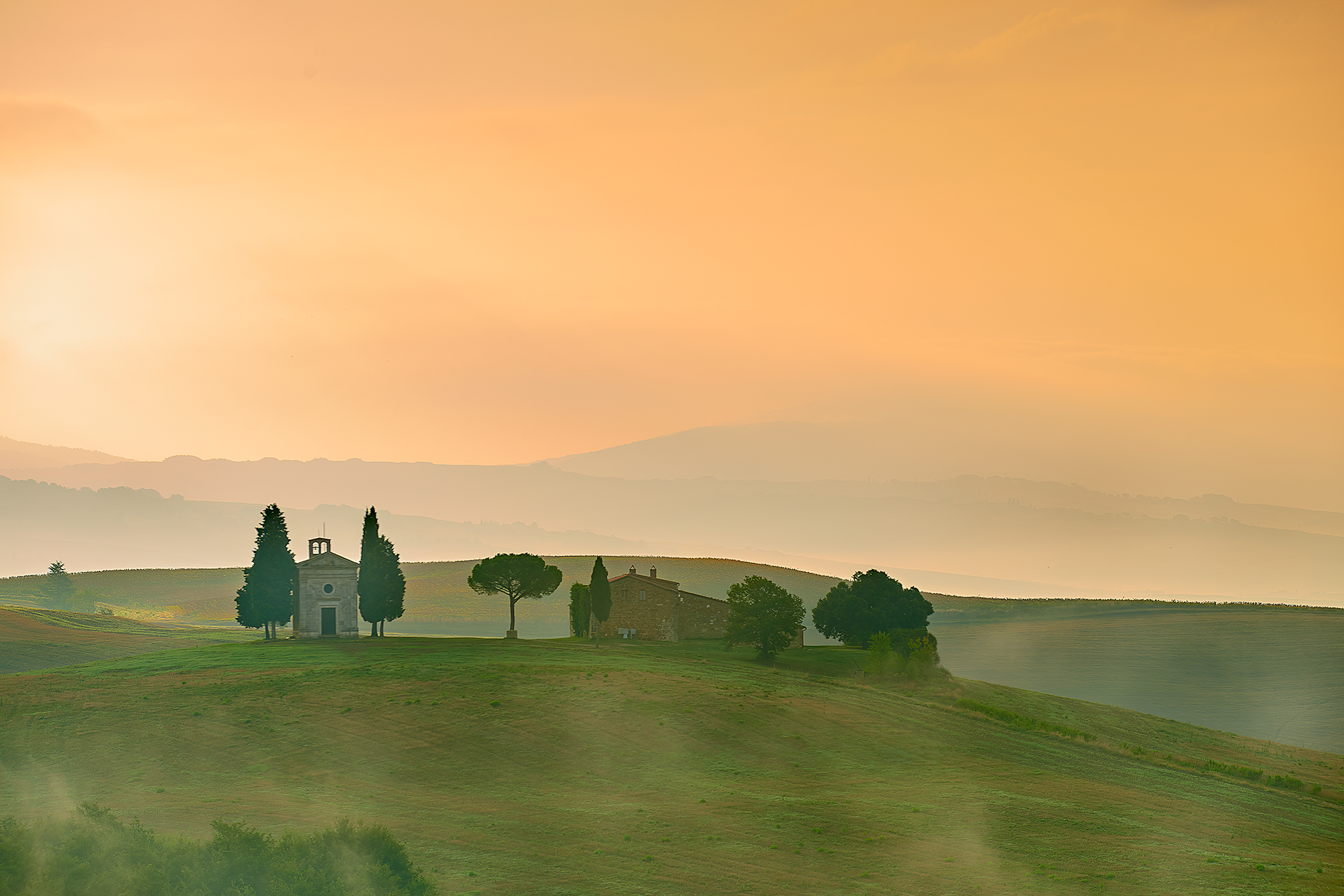 Sunrise at the Chapel of Our Lady of Vitaleta