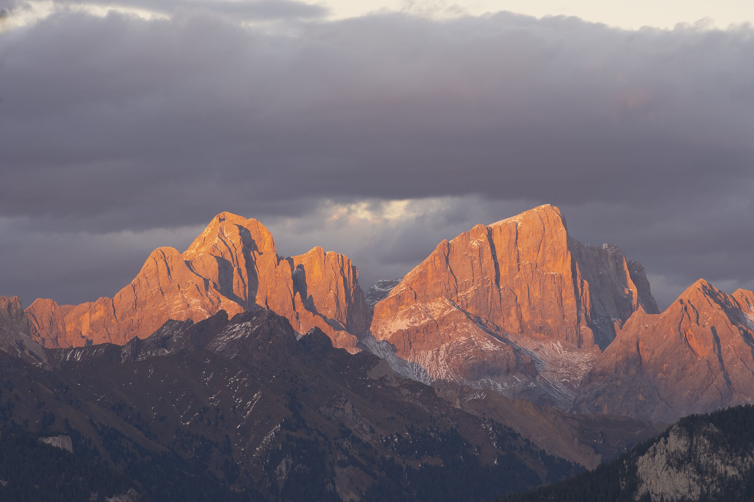 The Vernel, the Marmolada, the Ombretta in the sunset