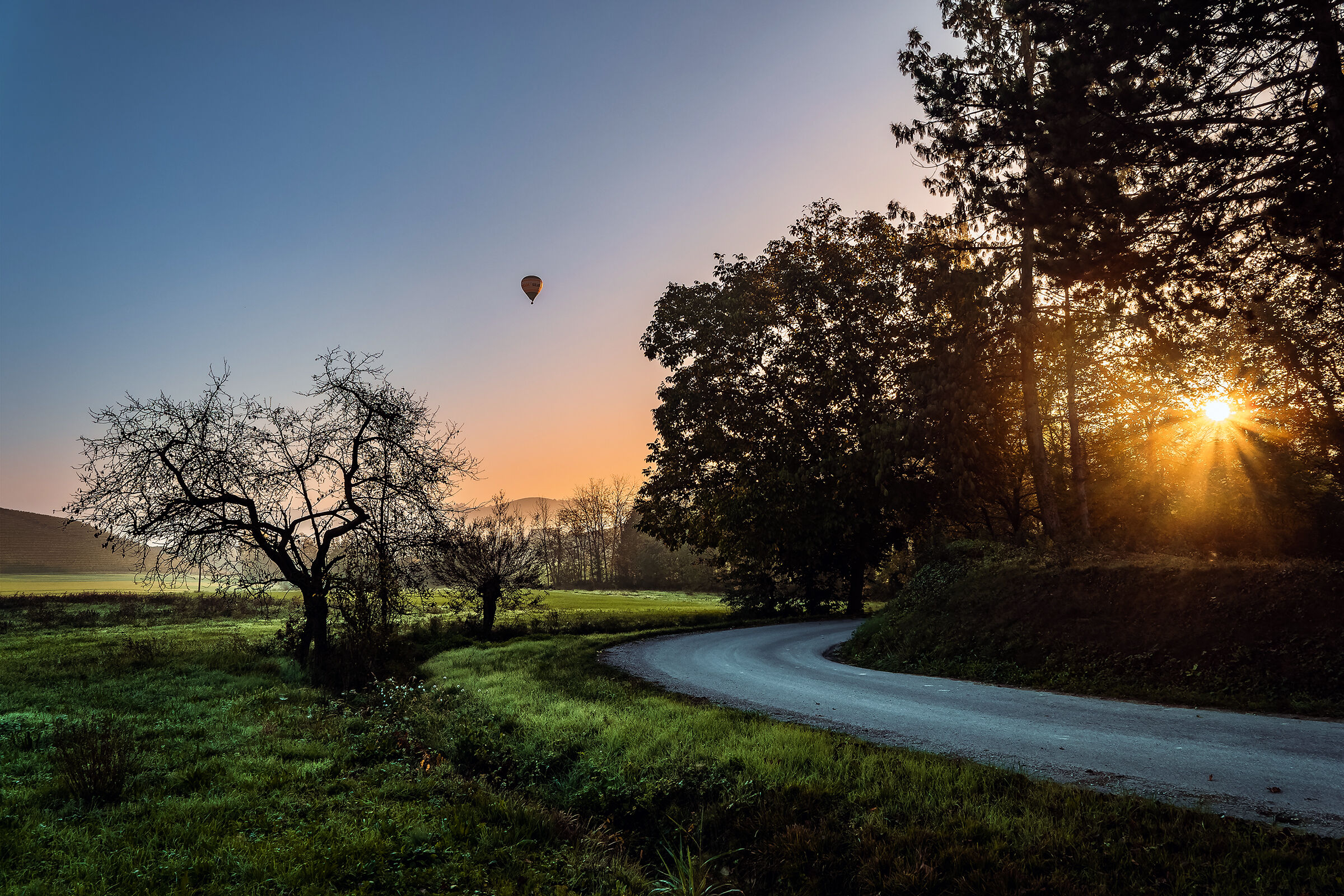 Flying over the sunrise