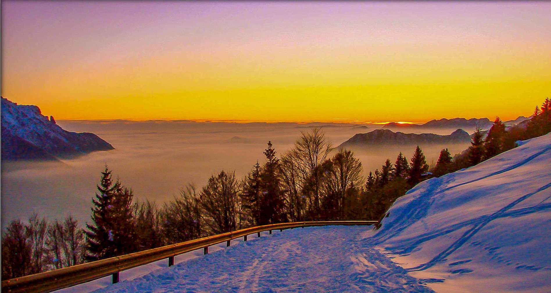 going down in the company of the sunset