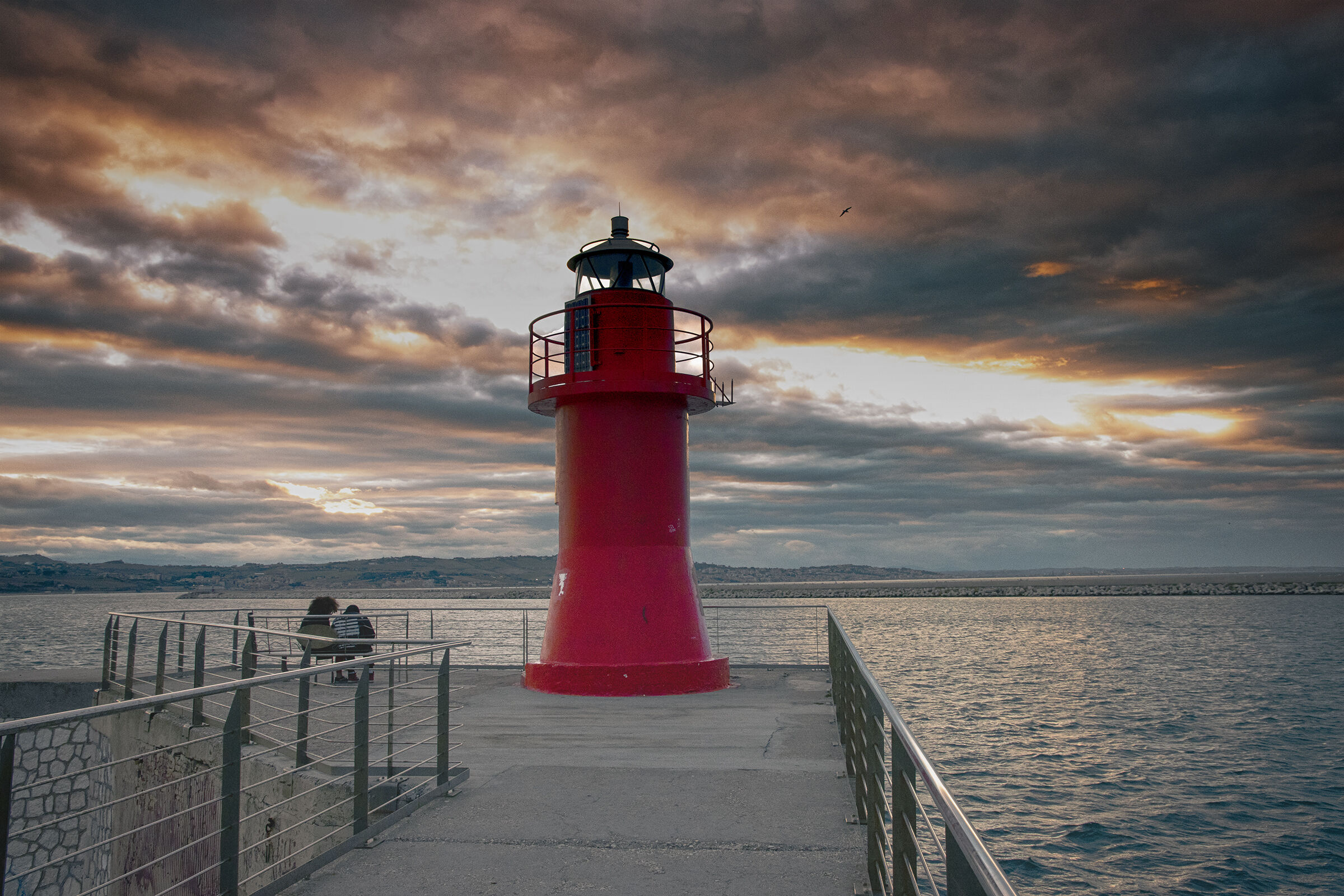 Red lantern at sunset
