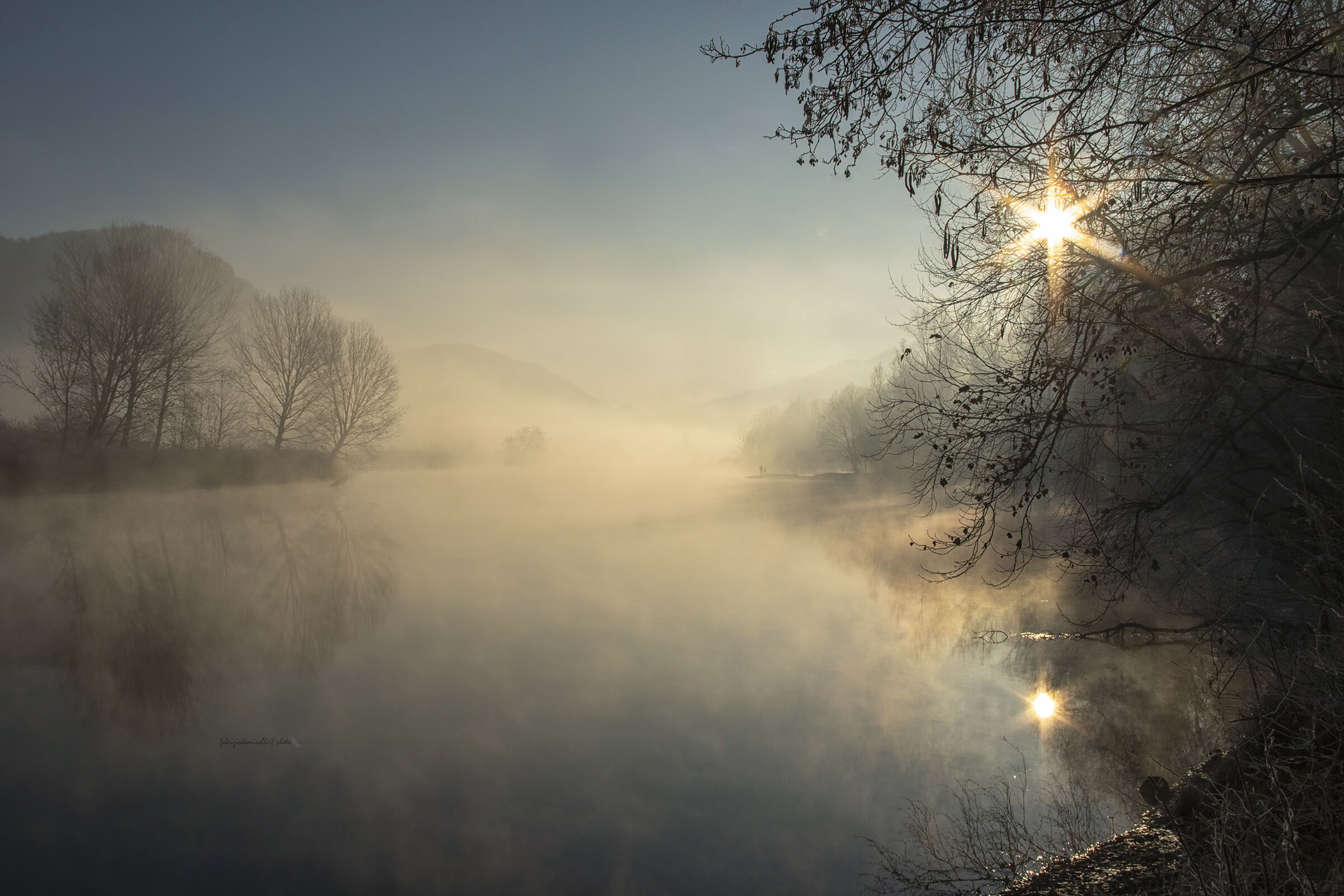 mist on river