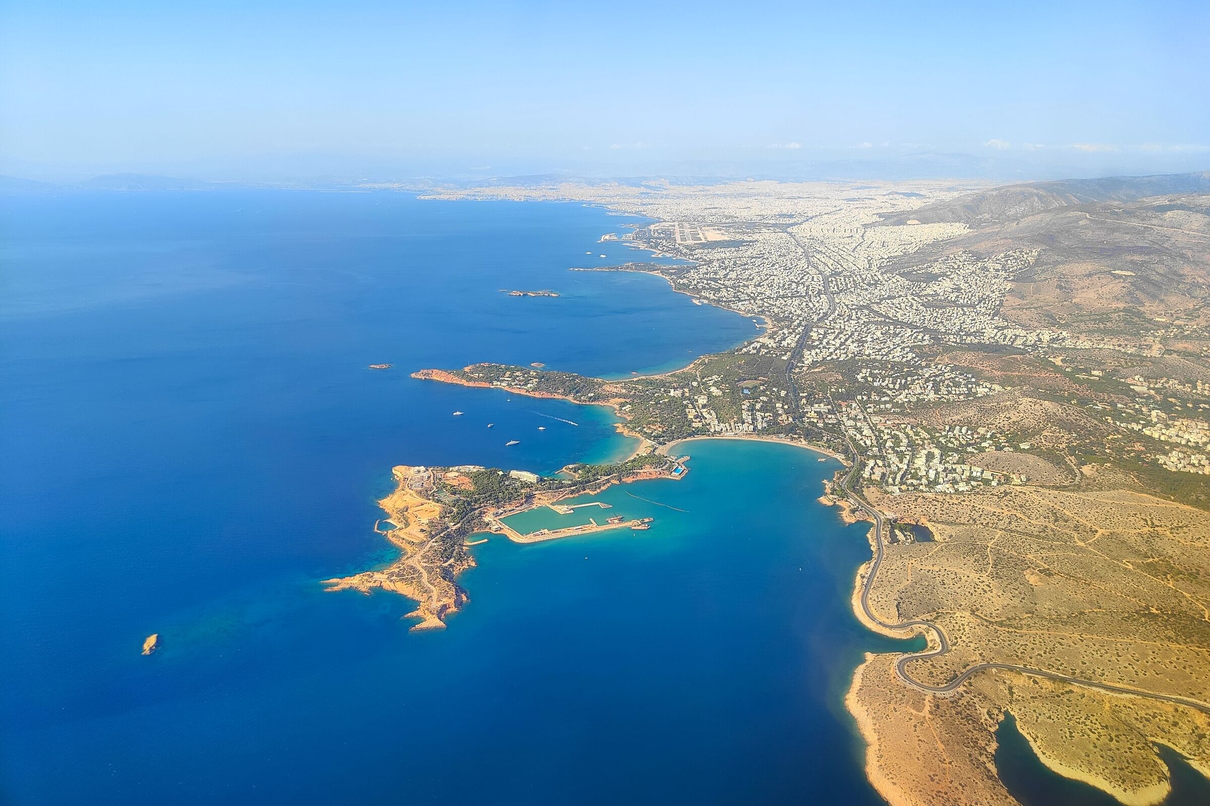 Vouliagmeni Beach, aerial shot.