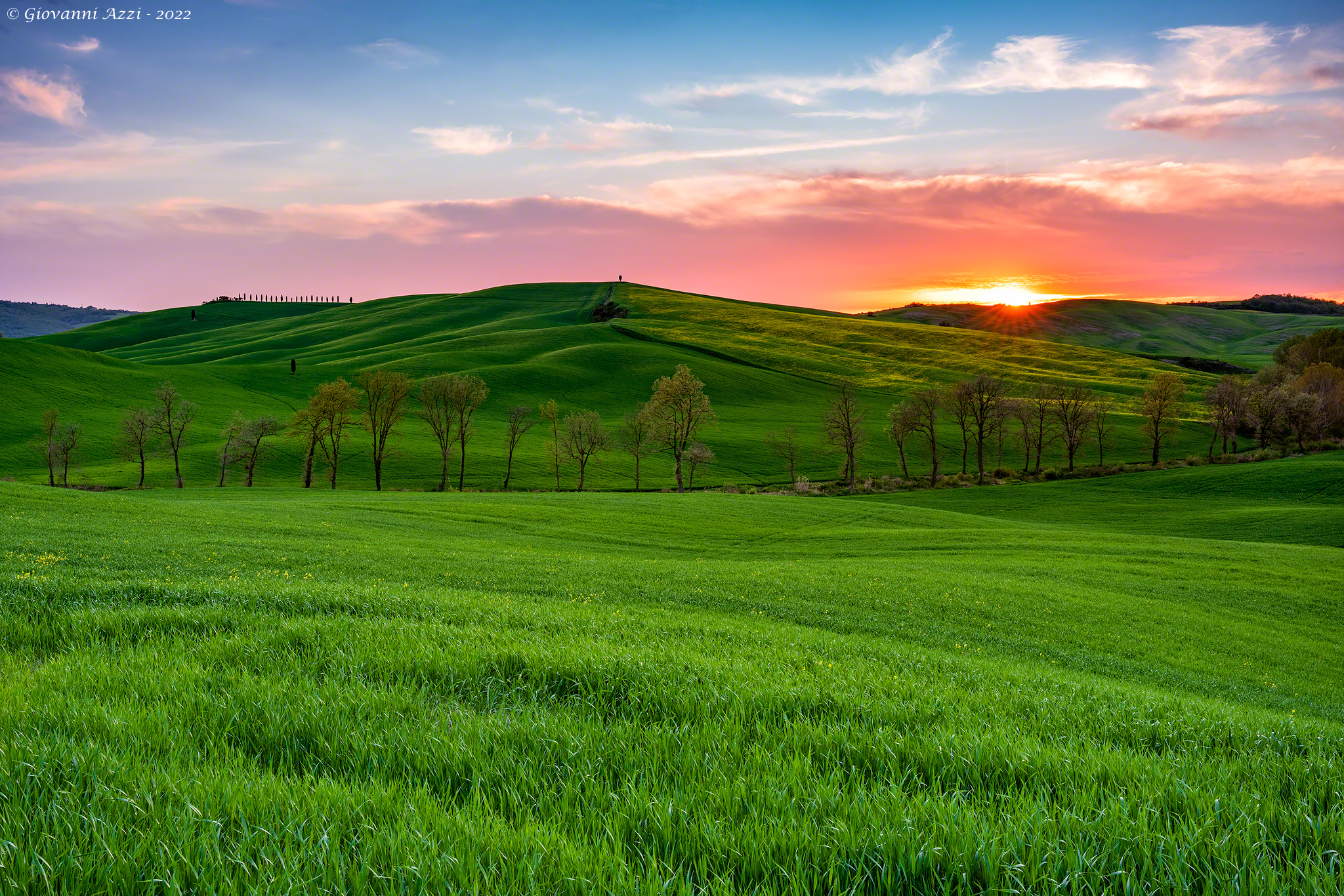 Tramonto primaverile in Val d'Orcia