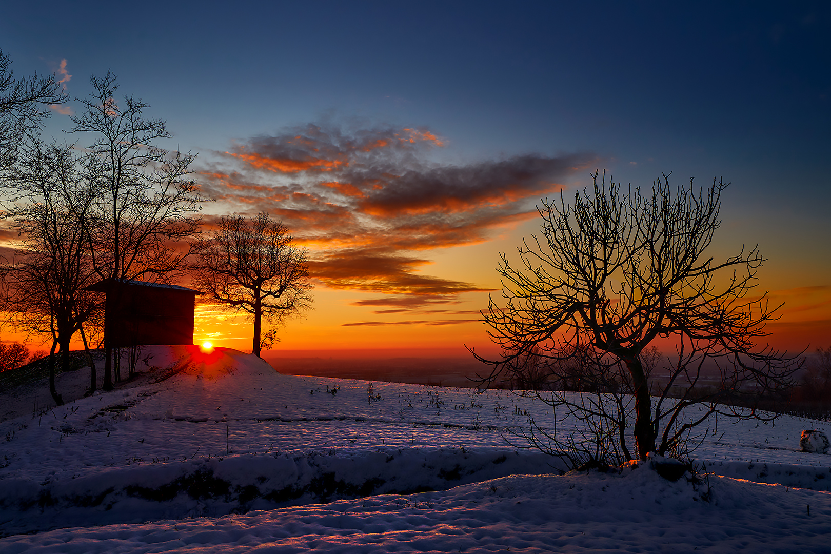 Sunset with snow