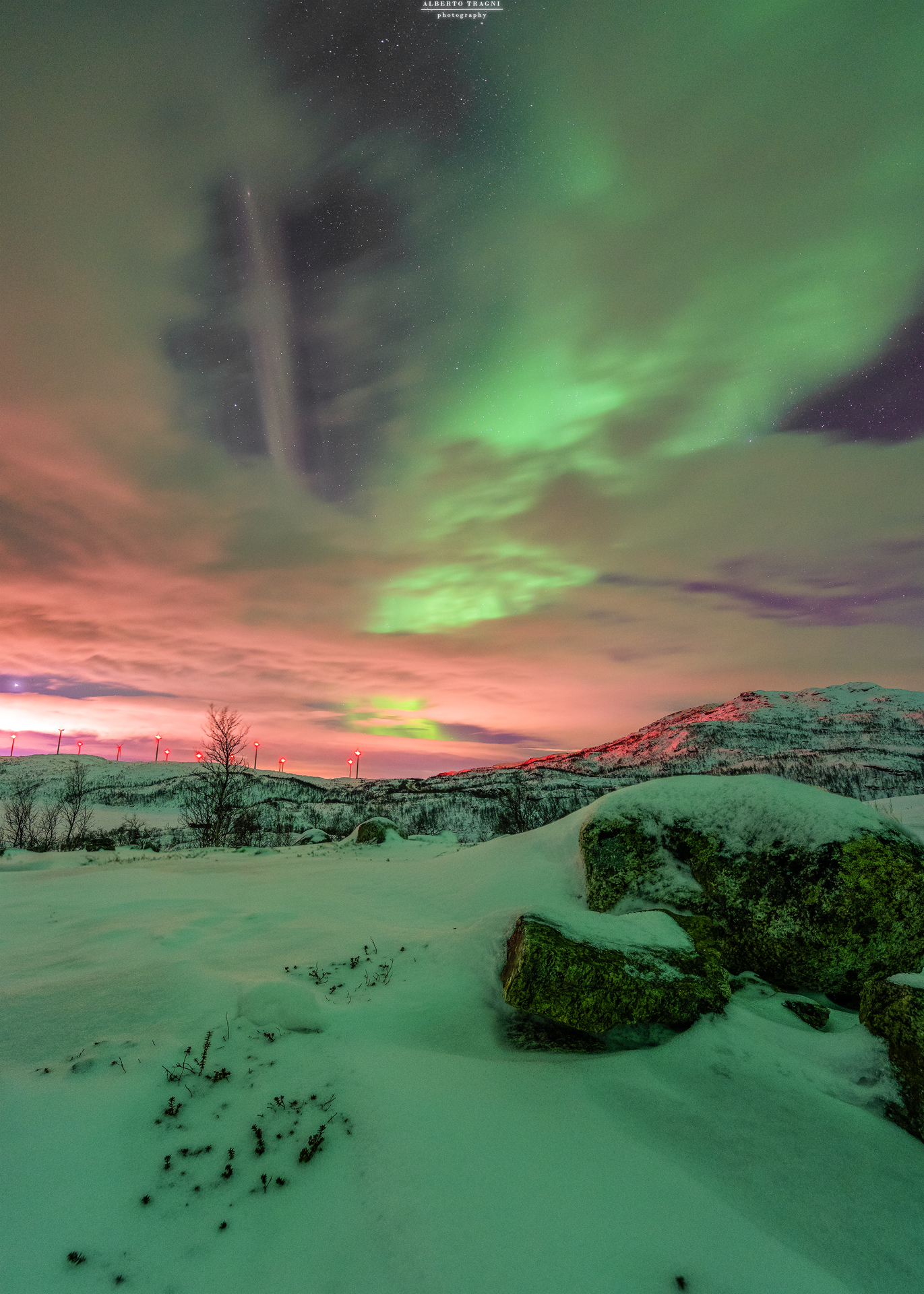 Aurora on wind turbines