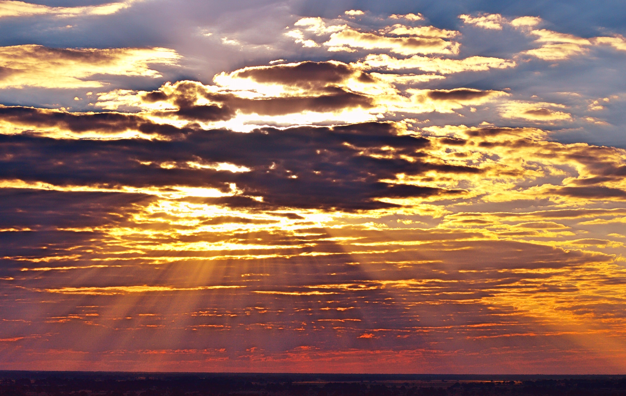 Sunset in flight over the okawango Delta