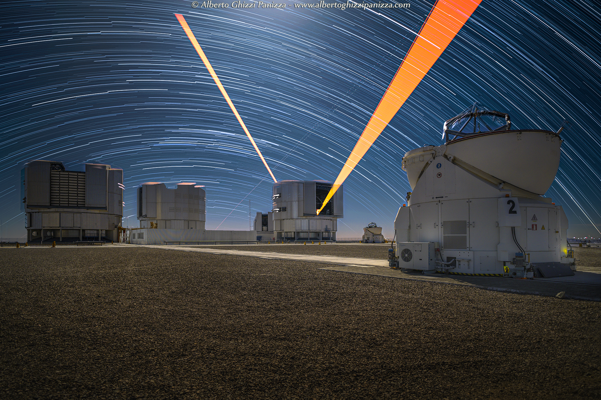 Startrail at ESO's Paranal Observatory with laser