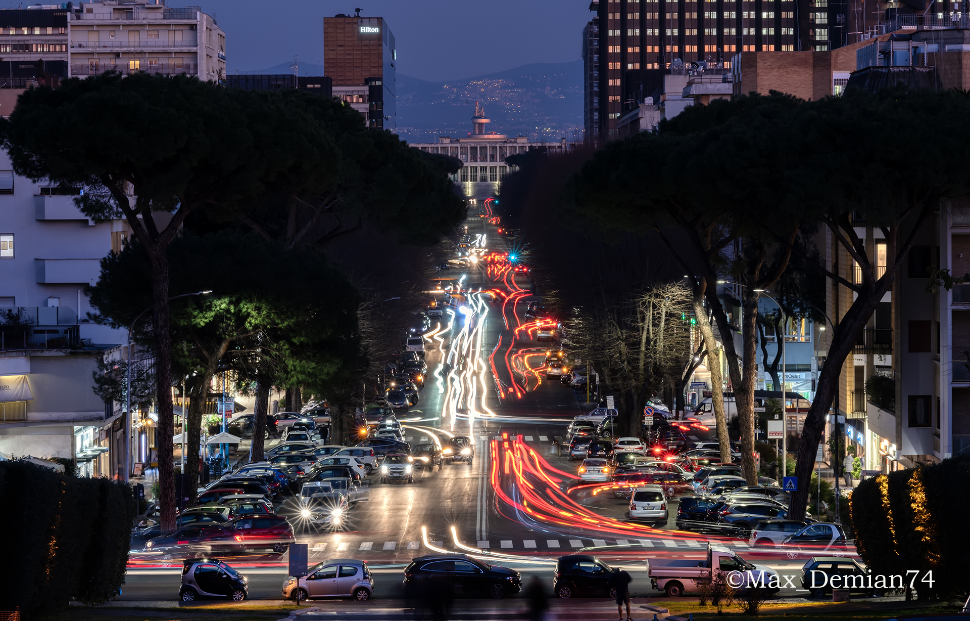 The lights of the evening in the city