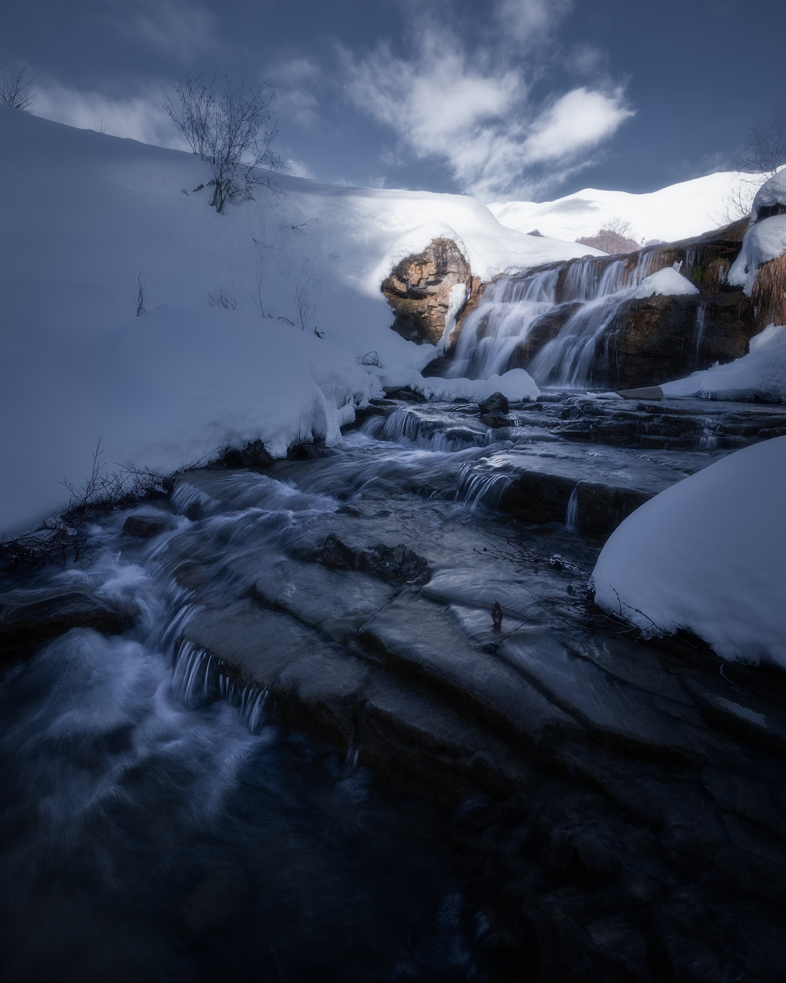 Snowy waterfall!