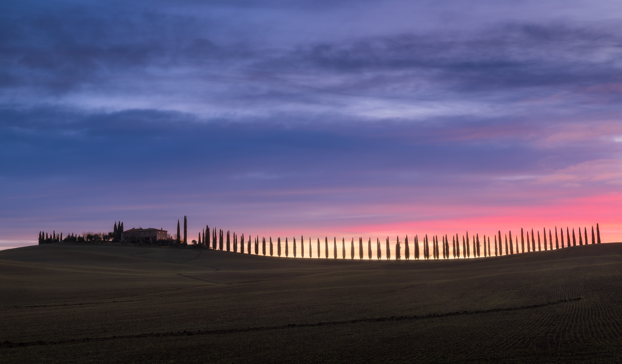 Special sunrise over the Val d'Orcia