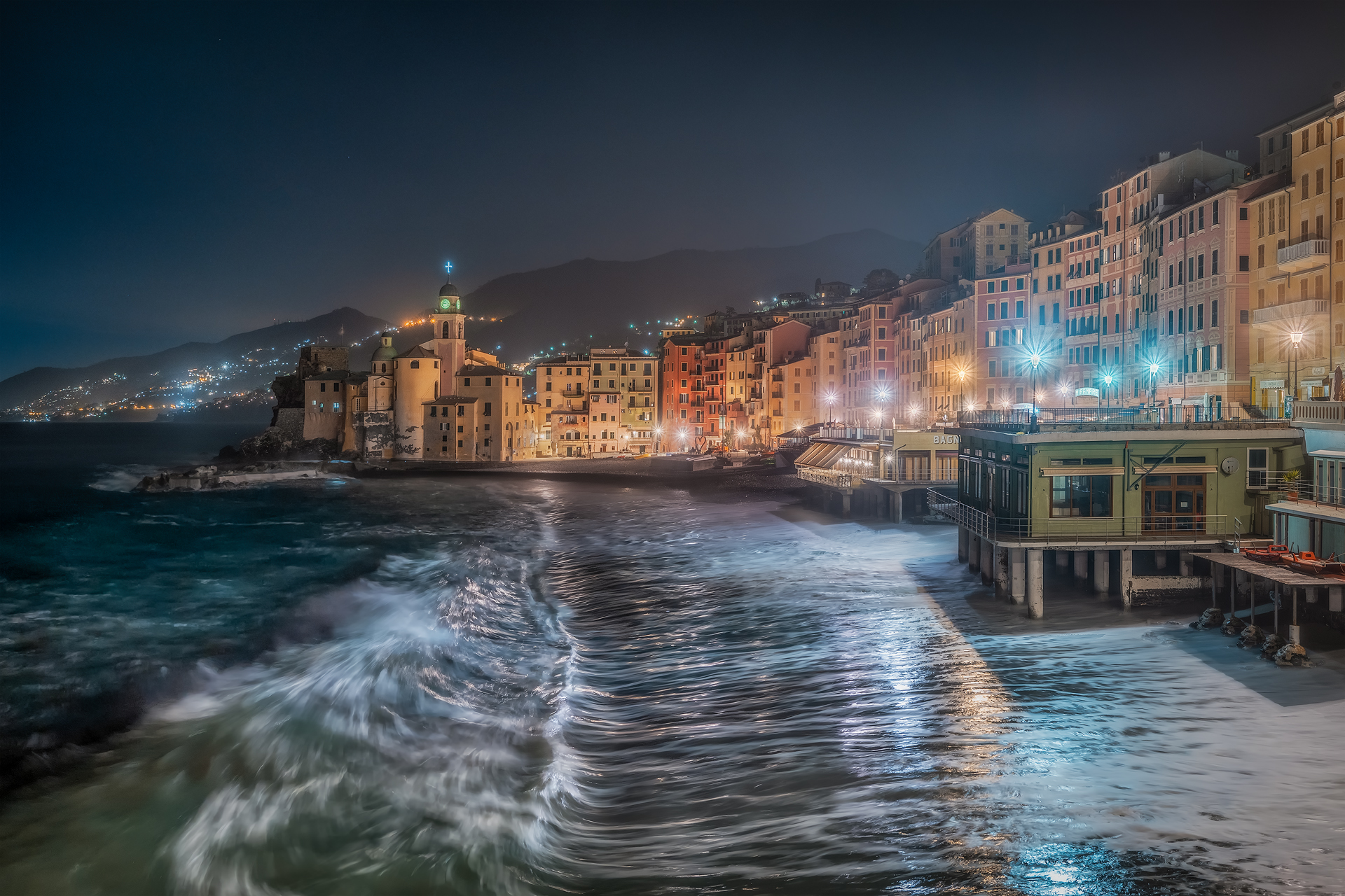 Lights and reflections on the sea