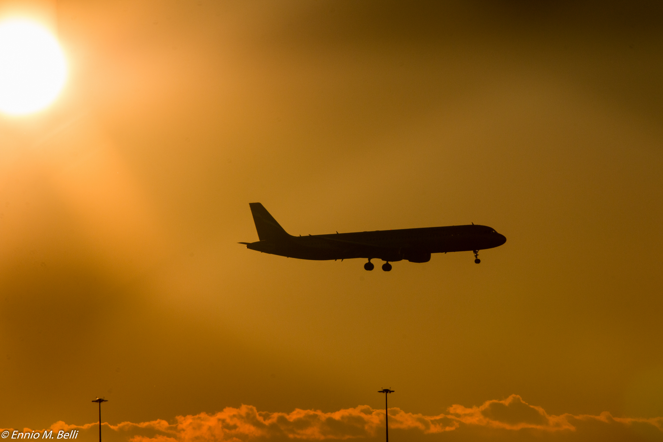 landing at sunset at Malpensa