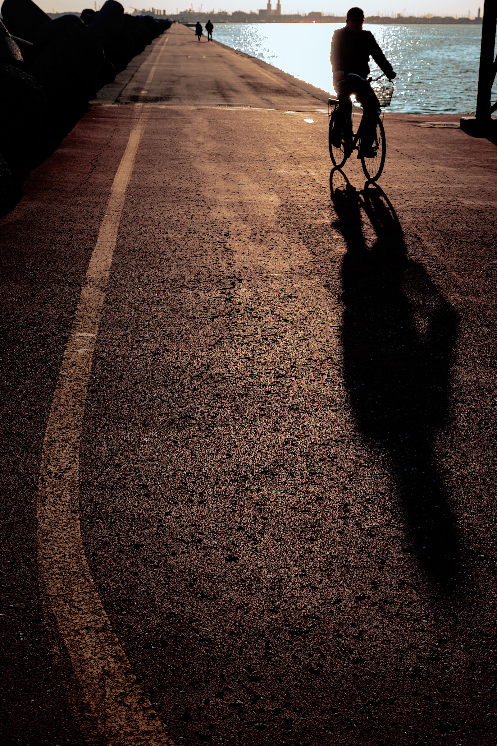 On the pier at sunset.
