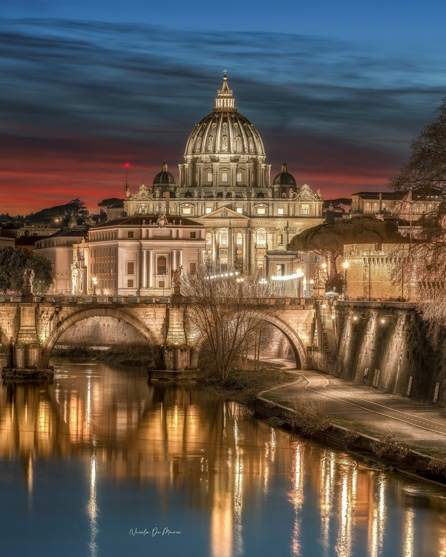 Sunset from Ponte Umberto I - St. Peter's - Rome