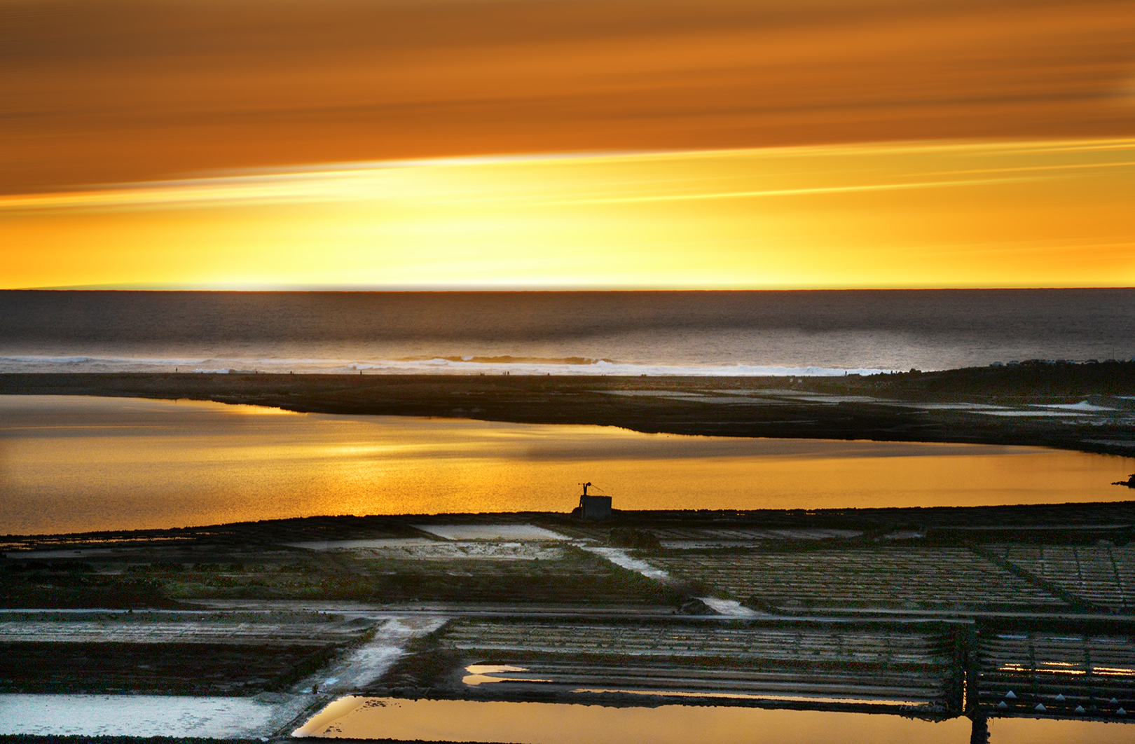 Sunset on the salt pans