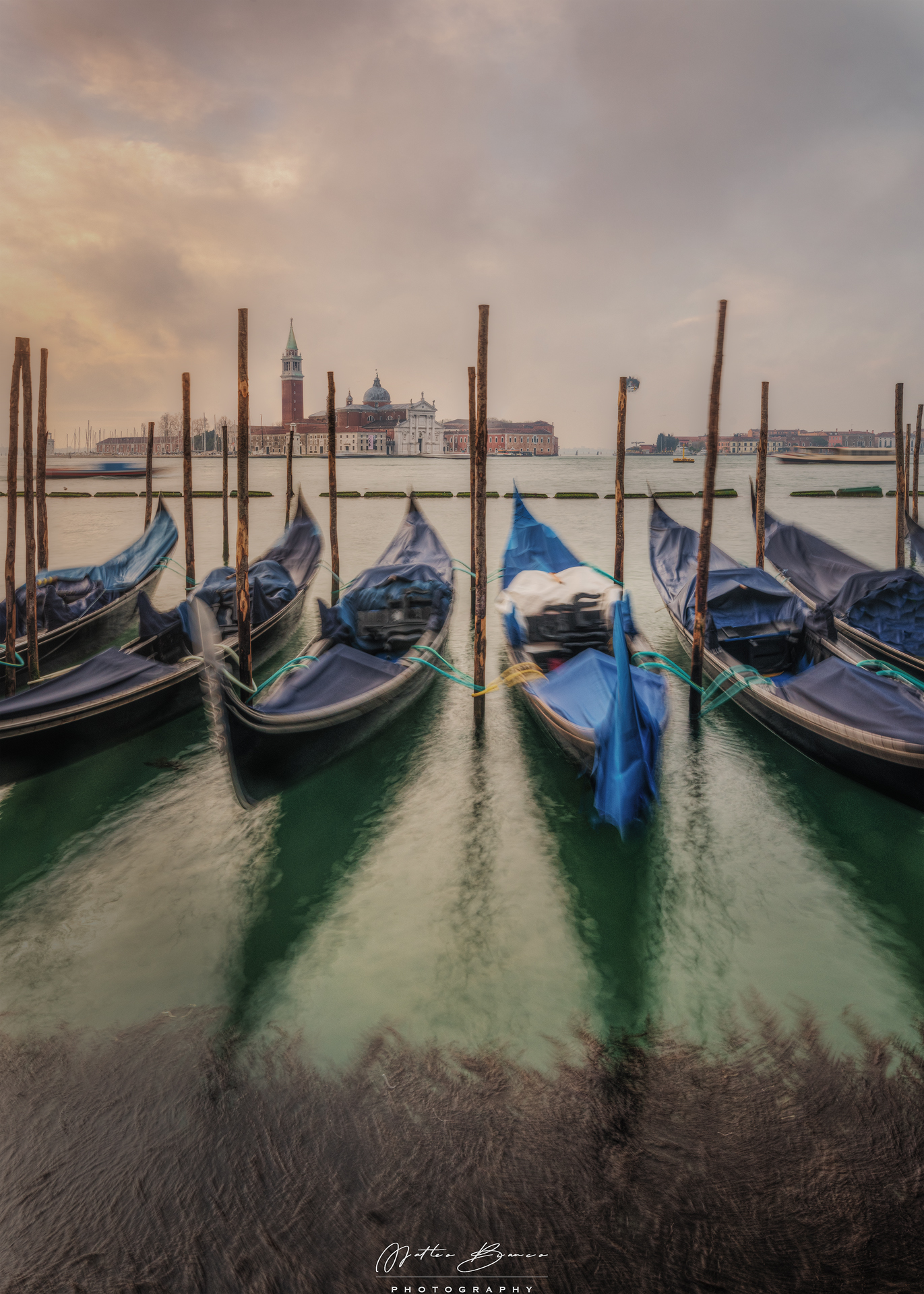 Venice and the gondolas at dawn