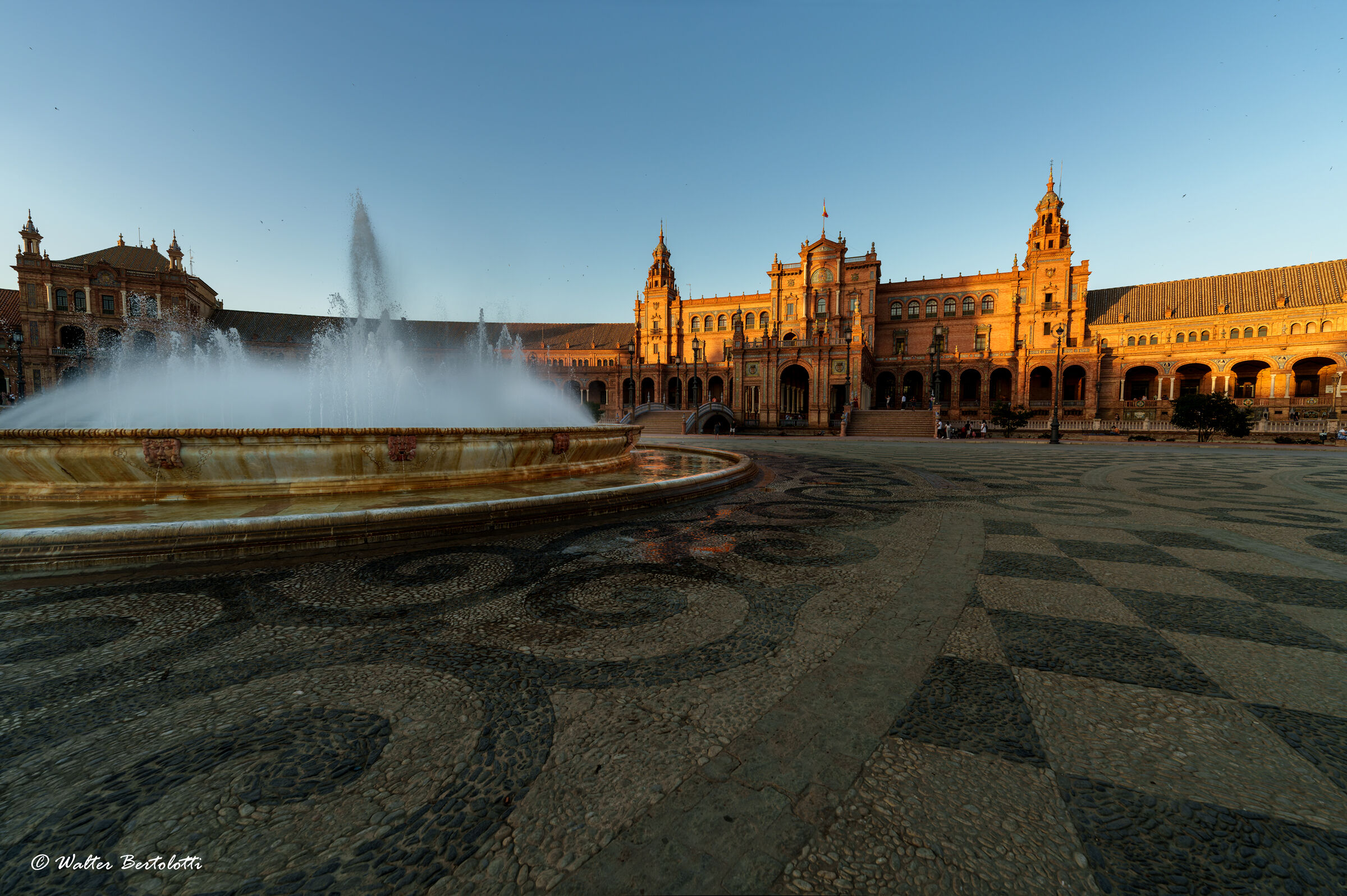 Seville, sunset at Plaza de España