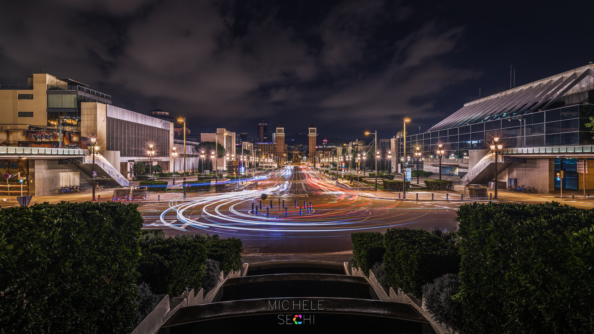 Barcellona Montjuic Vista dalle Fontane