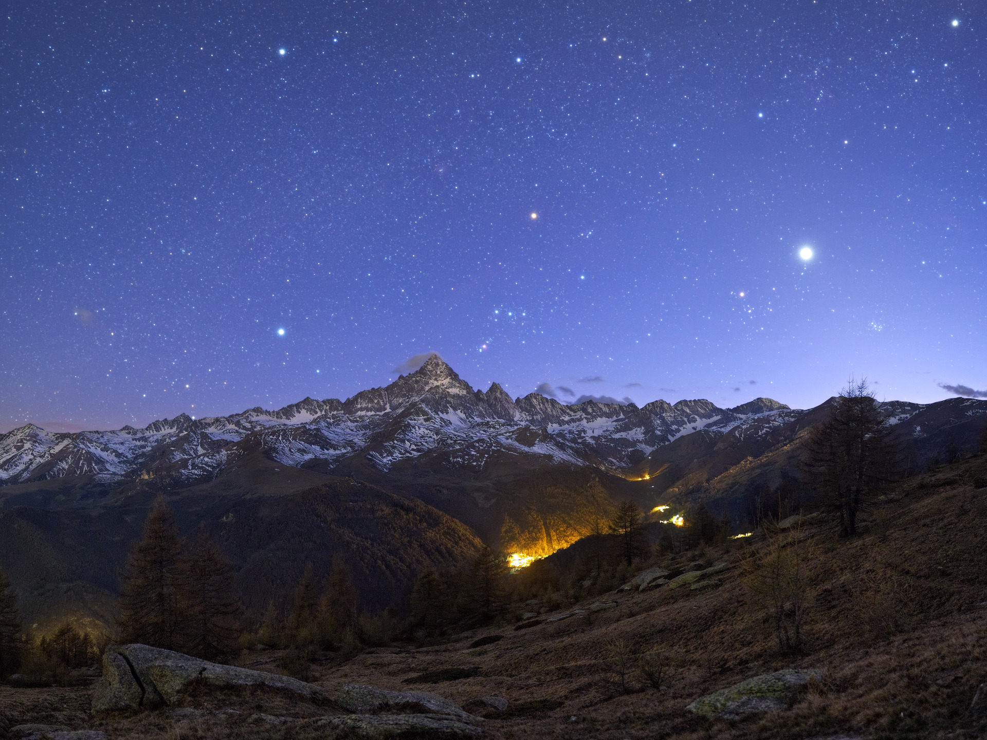 Monviso, Orion and Venus
