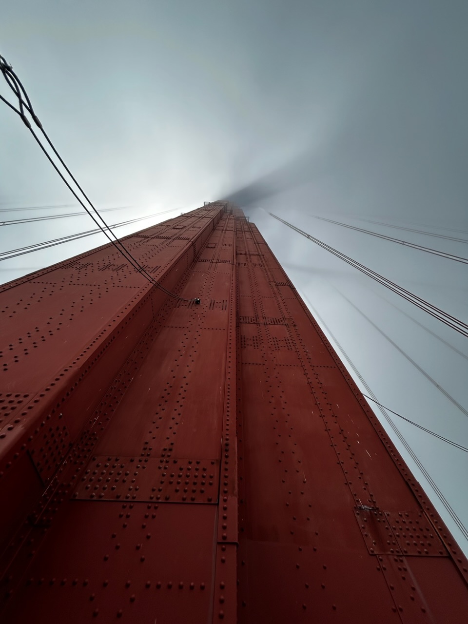 The Golden Gate Bridge inside the fog