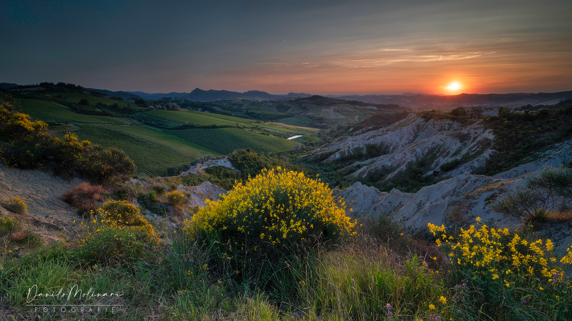 Sunset at the gullies of pideura