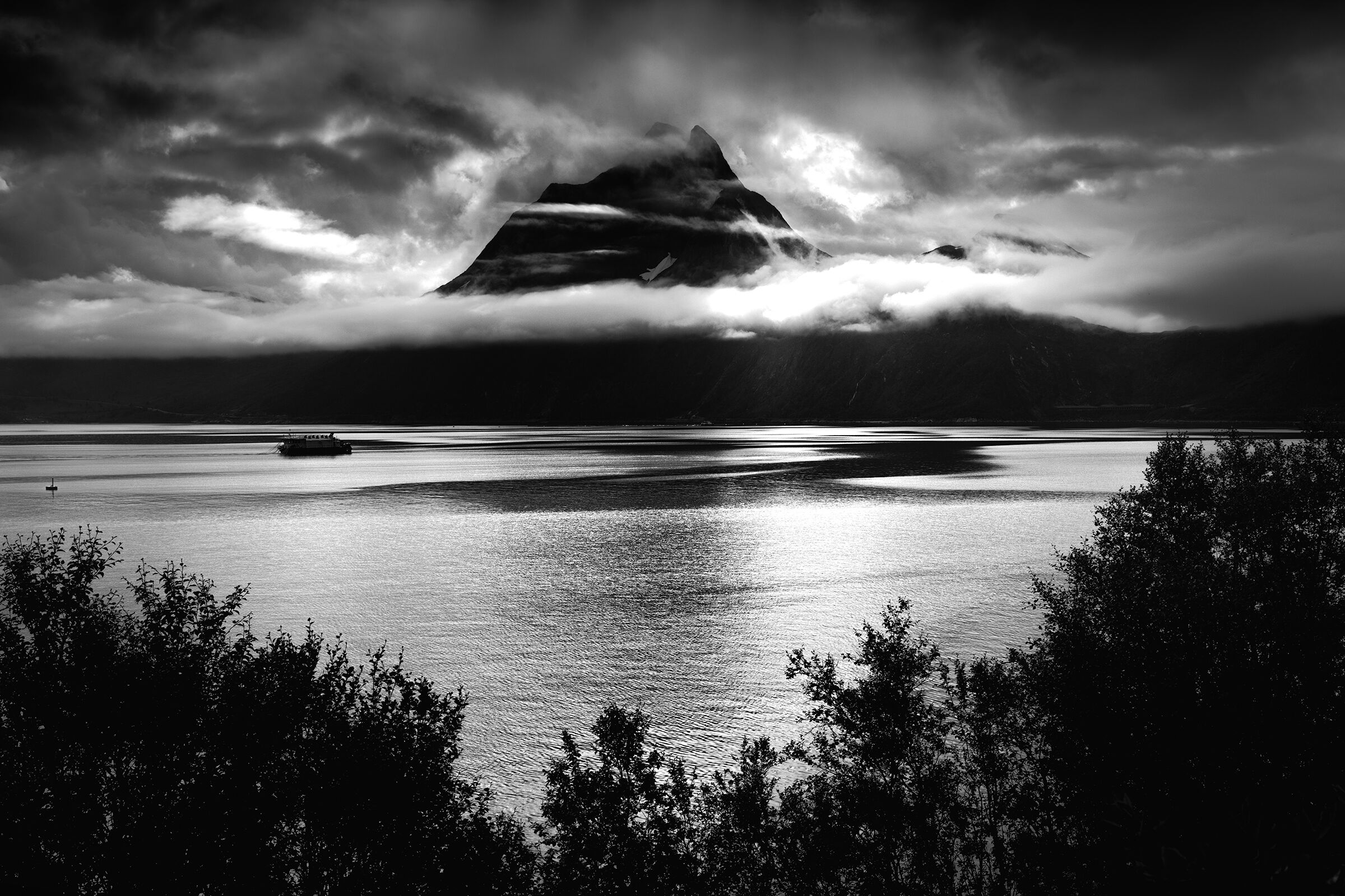 Fjords, clouds and mountains