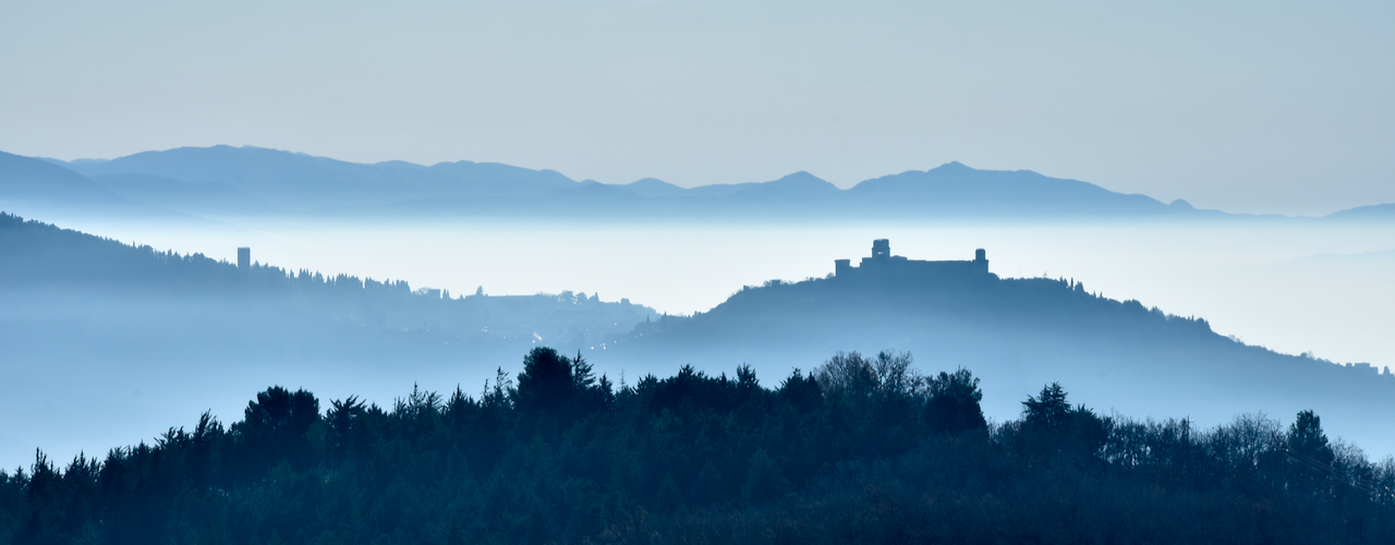 Veduta di Assisi il primo di gennaio 2020