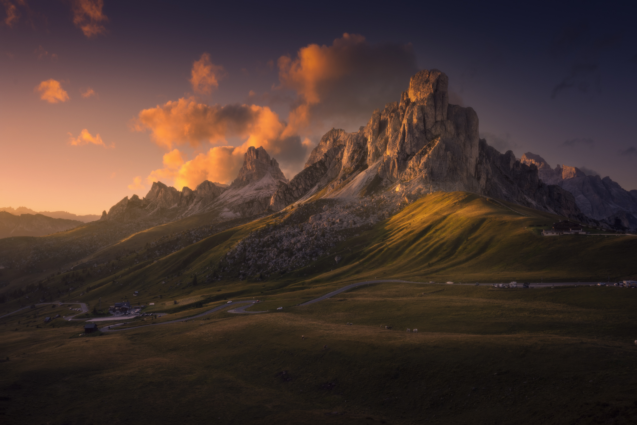 Last lights at Passo Giau