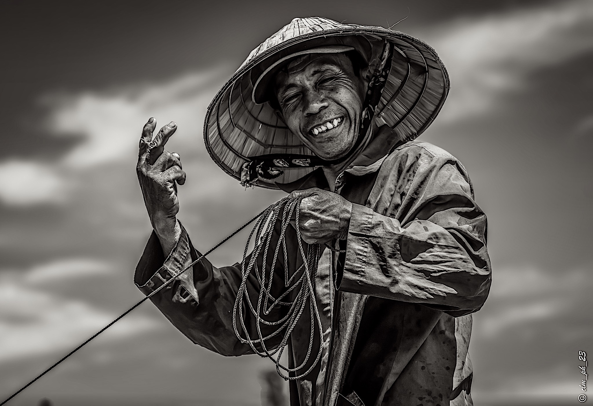 Vietnam 23 fisherman B&W