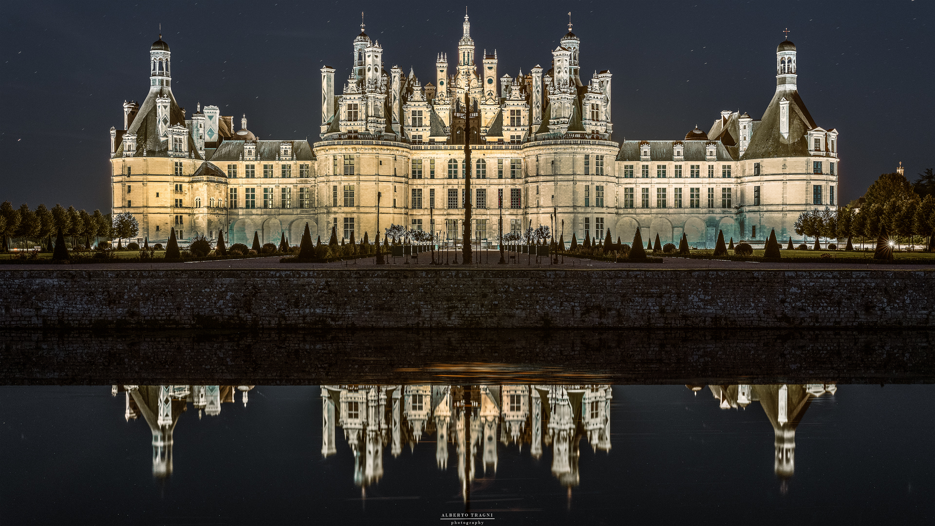 Chambord, il castello alla sera