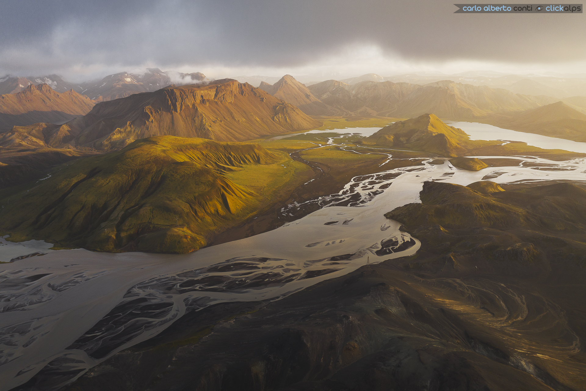 Landmannalaugar aerial sunset