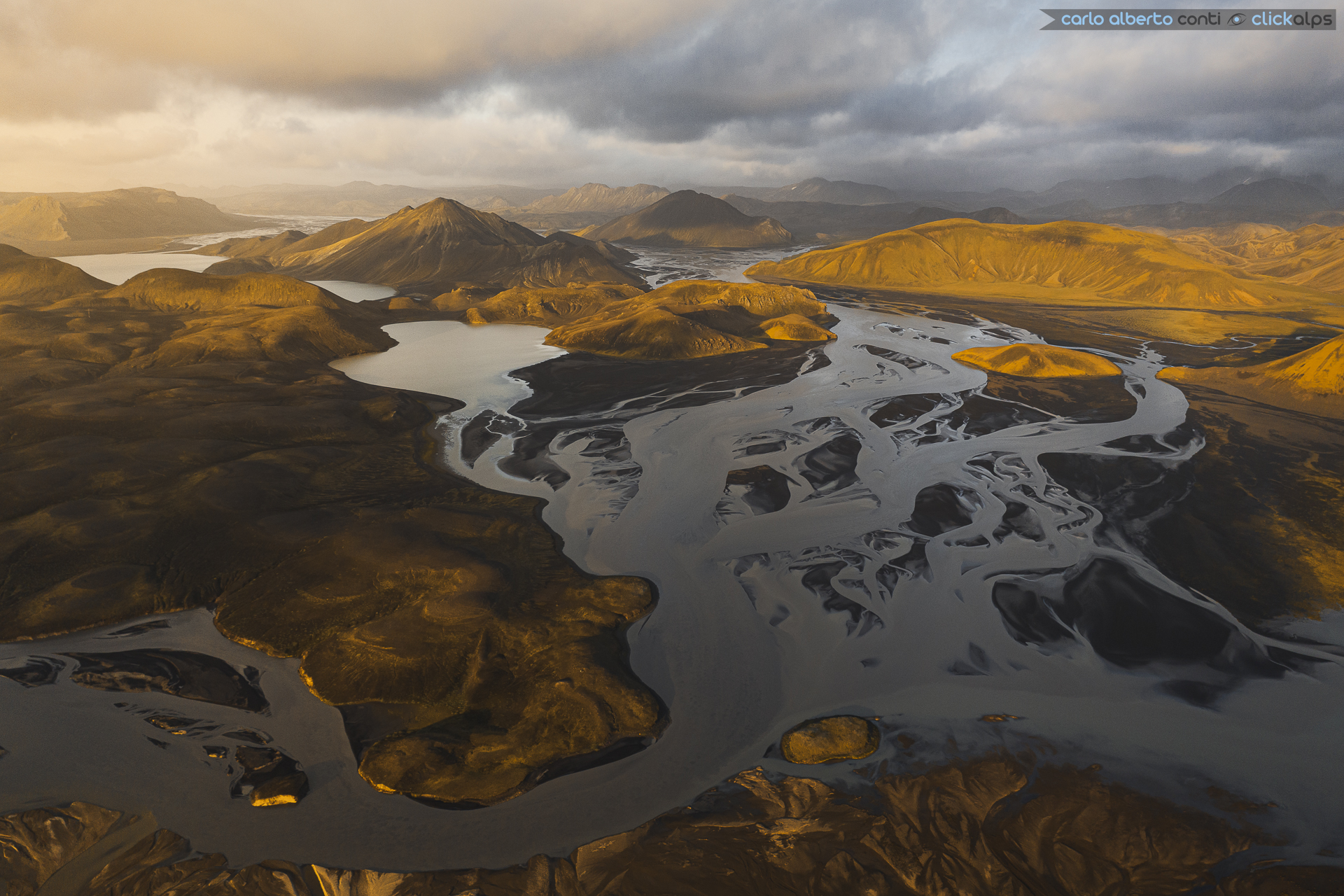 Landmannalaugar aerial sunset