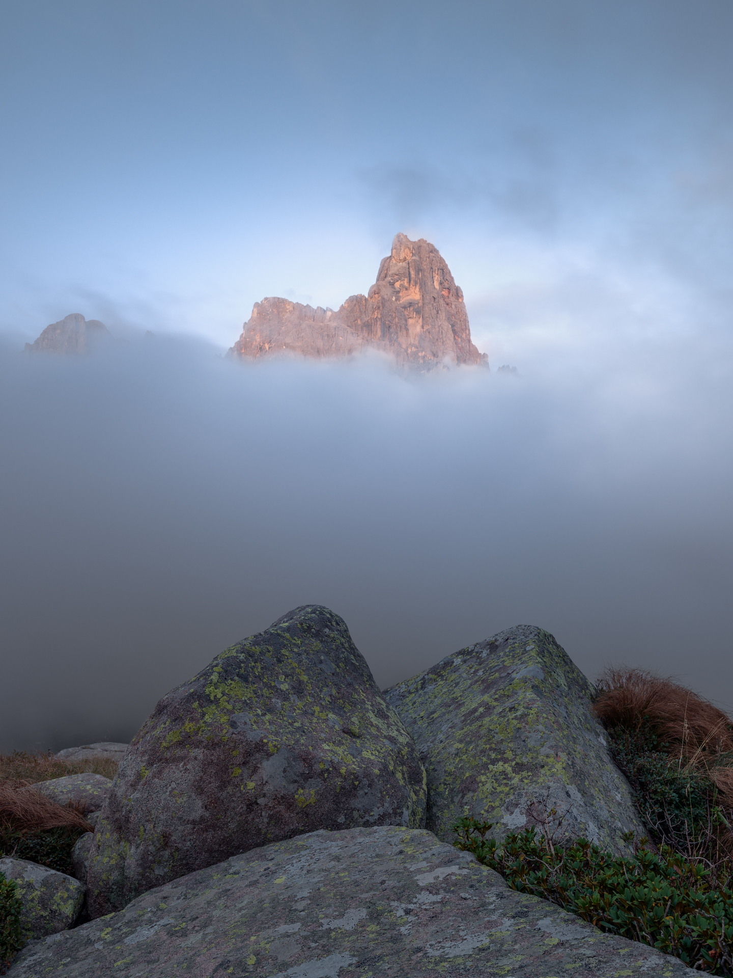 Passo Rolle in the clouds