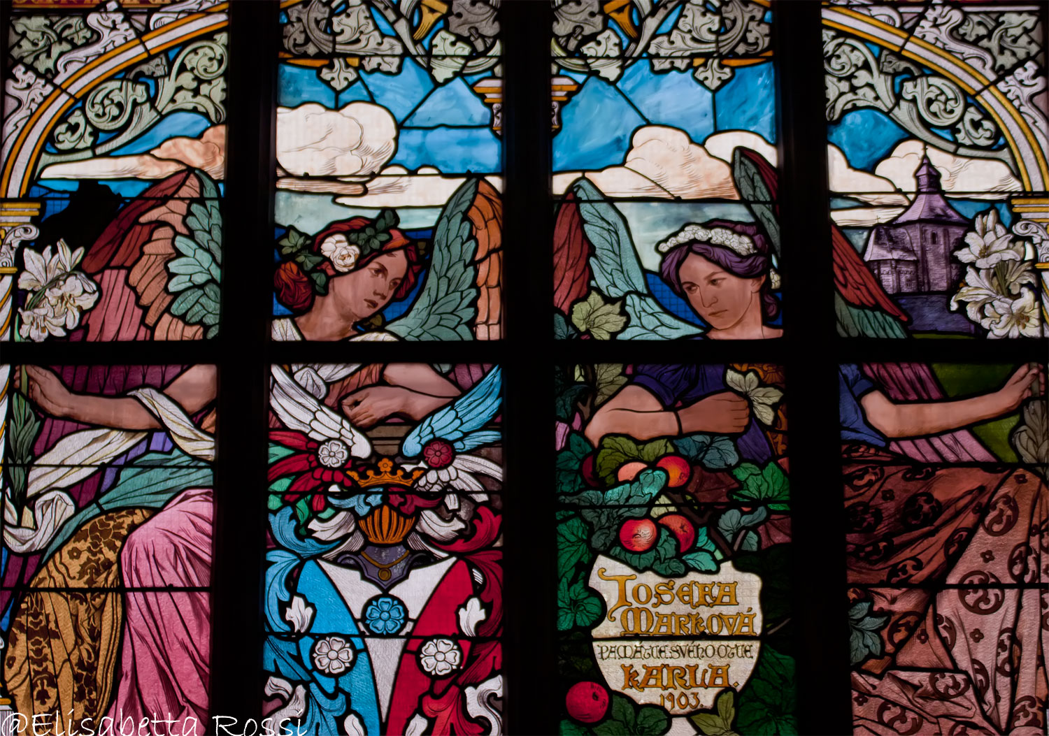 Stained glass window S.Barbarba in Kutna Hora