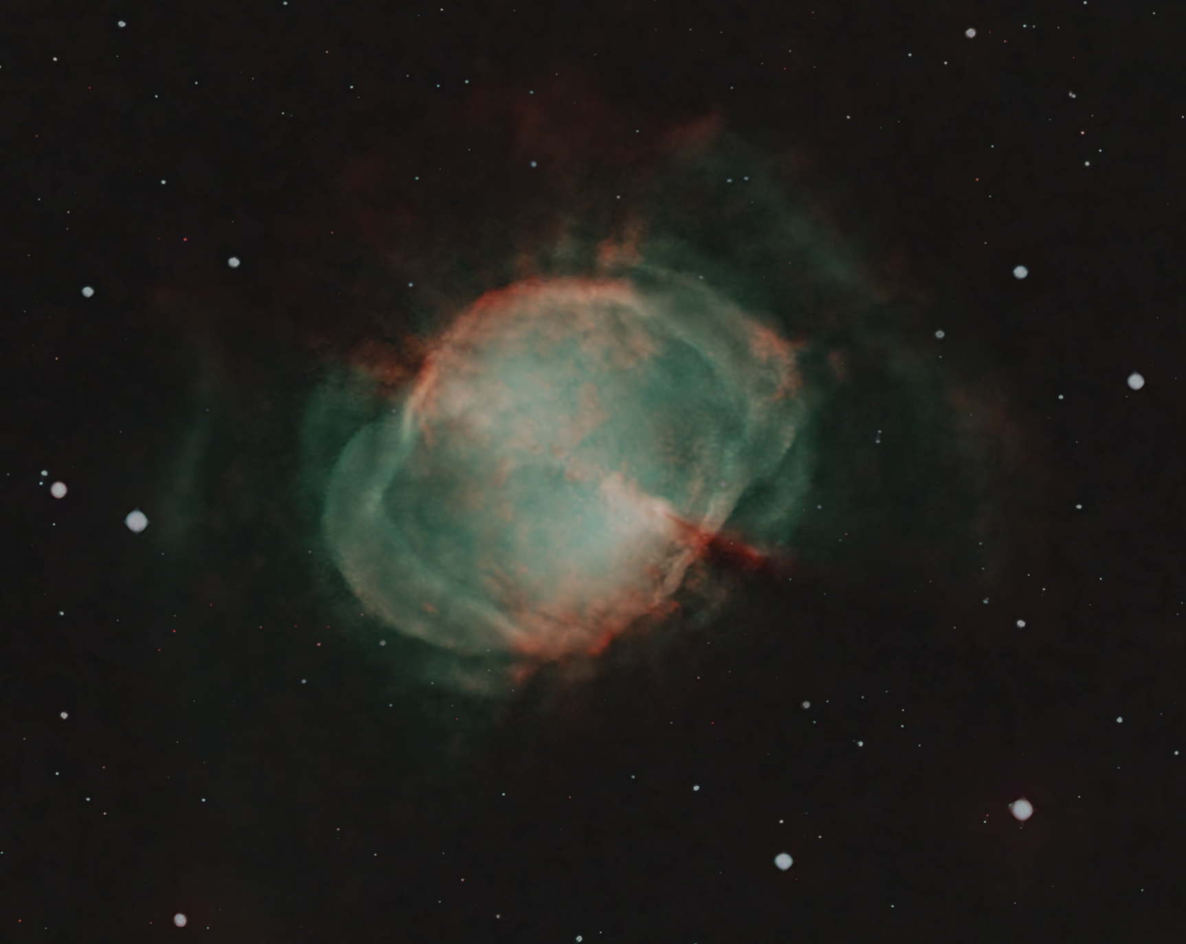 M27 planetary nebula in Vulpecola