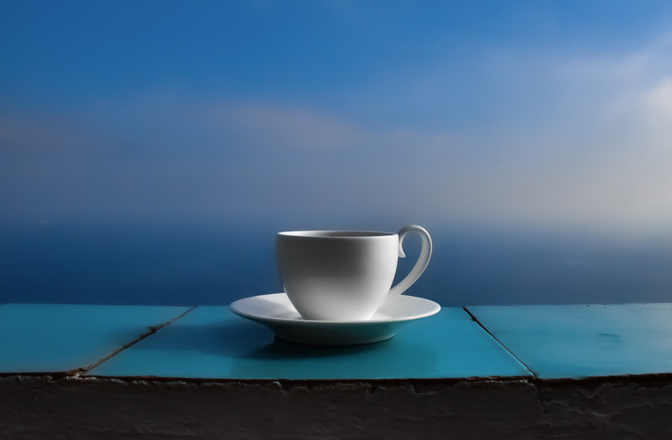 Coffee in the blue