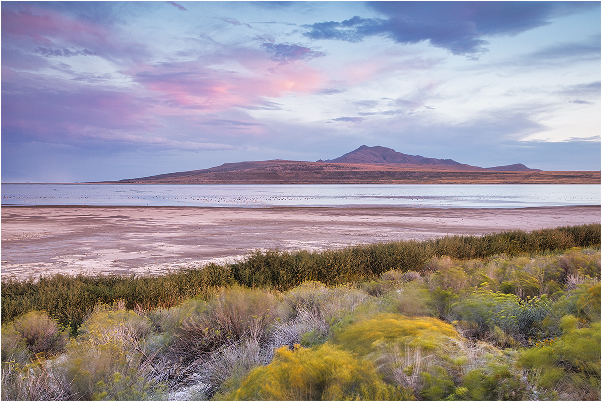 tramonto ventoso a Antelope Island State Park