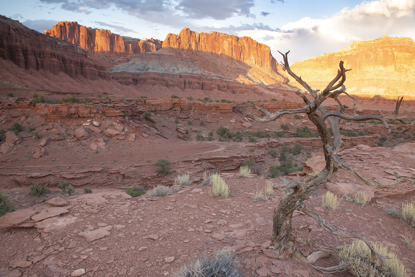 gli ultimi raggi di sole a Capitol Reef National Park