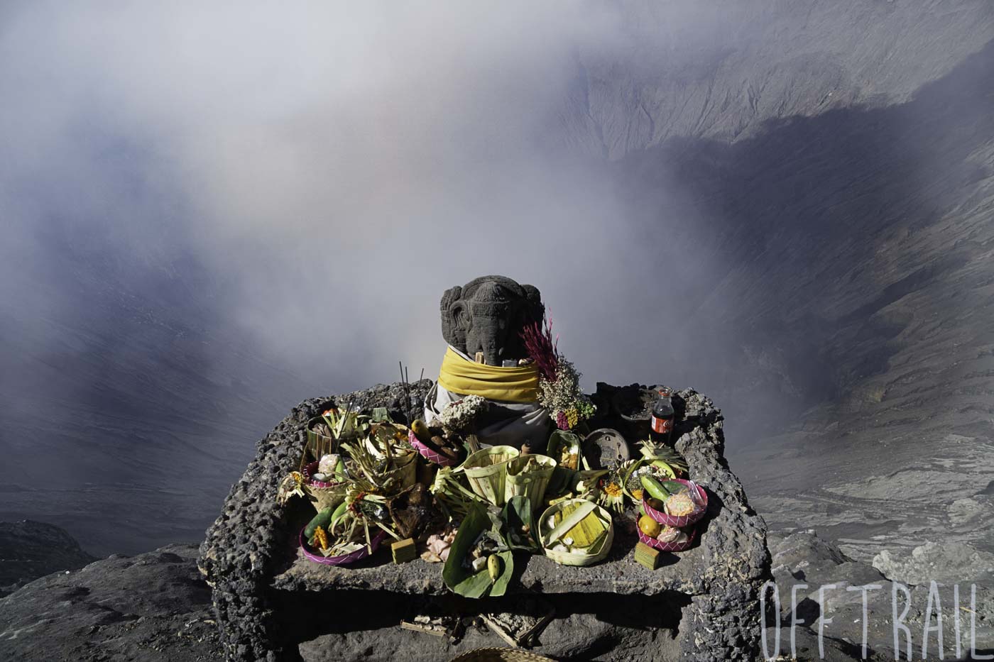 Altar on the crater of the Bromo volcano
