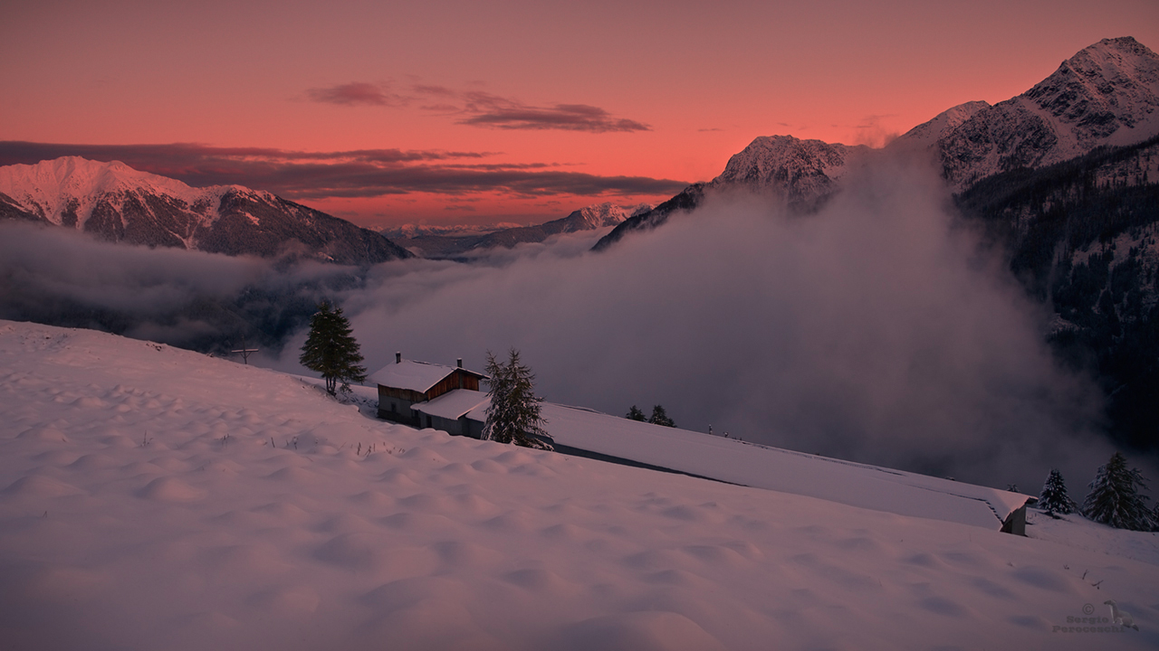 Ultimi momenti di una giornata trascorsa nella neve