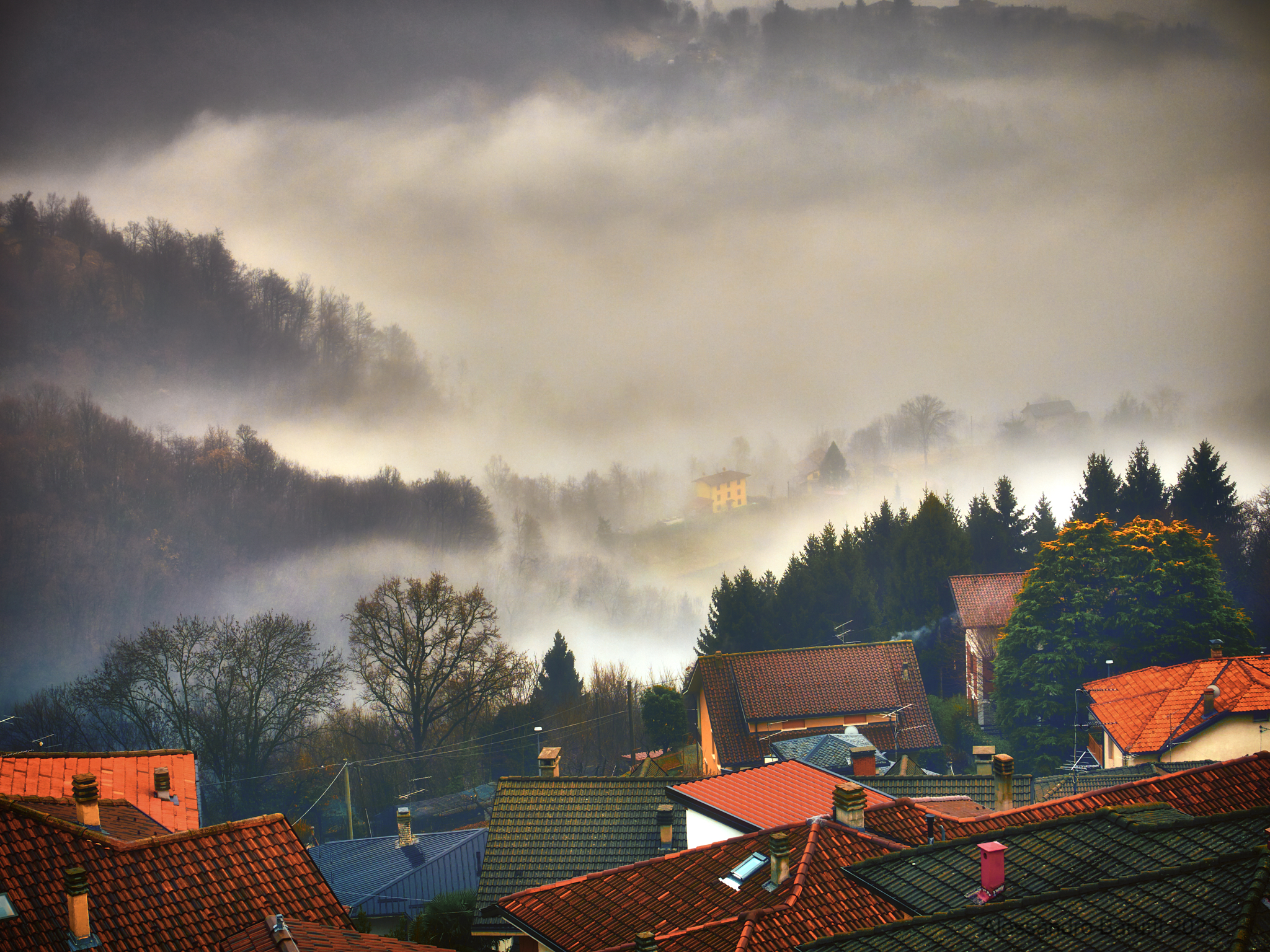 Nebbia tra le casa