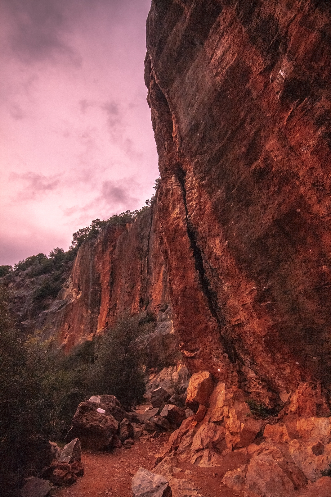 Red quarry at dusk